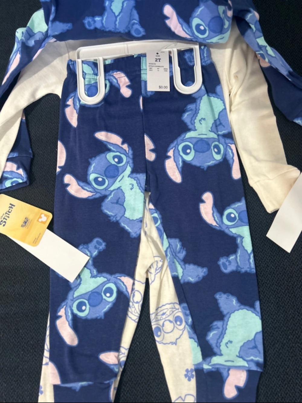 NWT Kids Stitch 'Aloha' Blue Cream Pajama Set - Picture 7 of 8